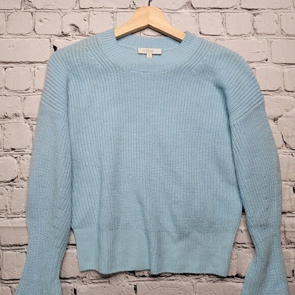 Joie Soleine Sweater Ice Blue Knitted 100% Wool Trumpet Balloon Sleeve Size XS - Picture 2 of 12